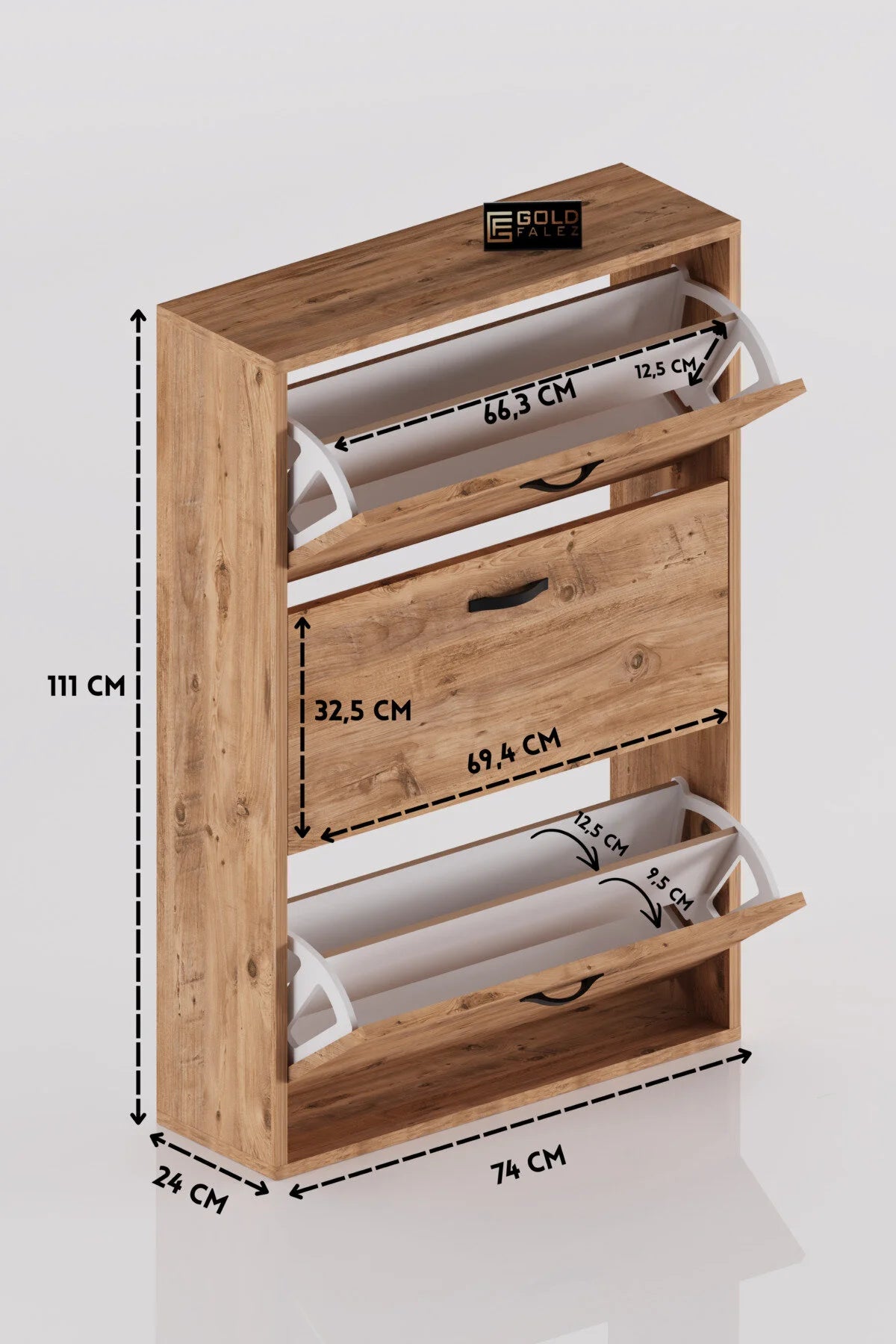 Поставка за обувки с падащ капак Кафяв 74 cm – görsel 3