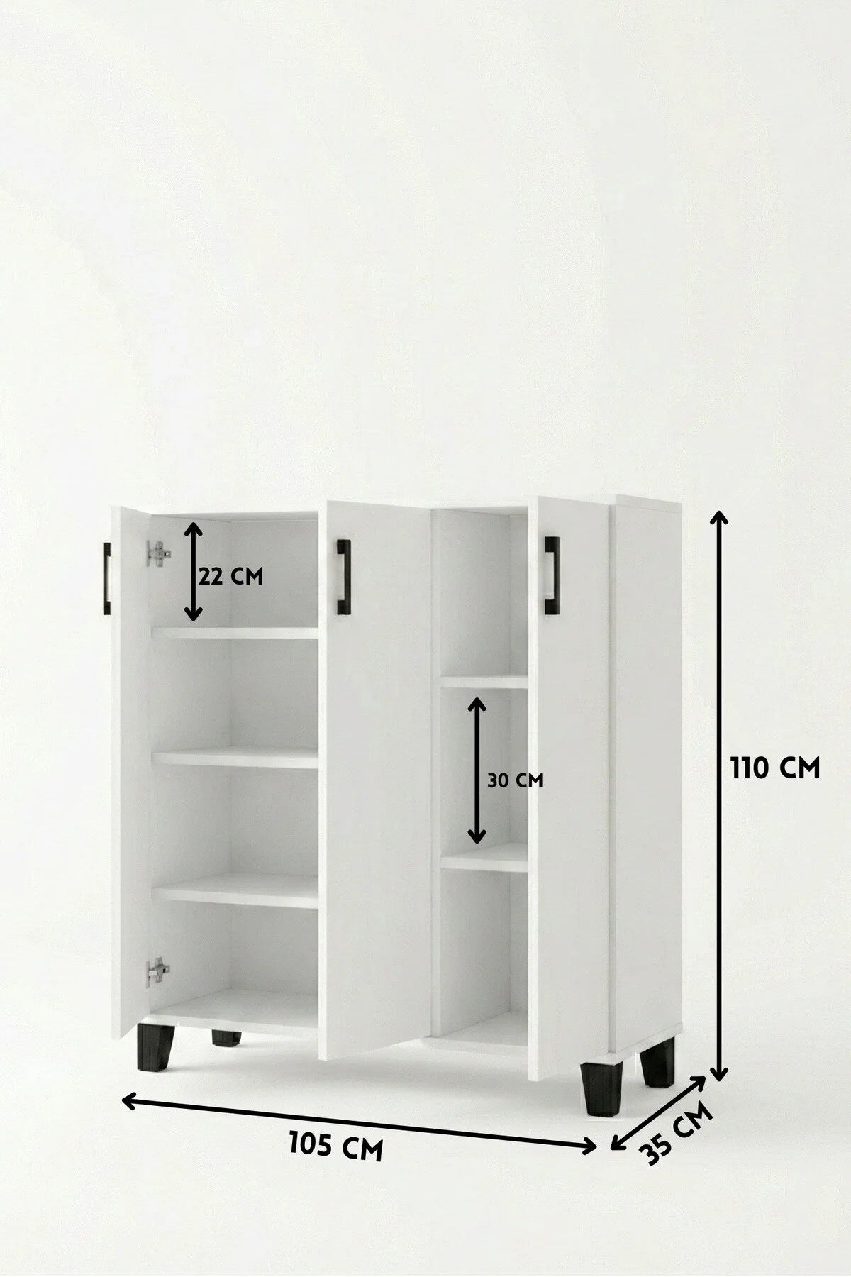 Шкаф за обувки бял 105 cm – görsel 4