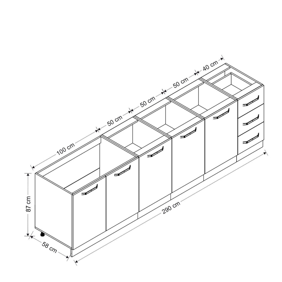 290 Cm Кухненски шкаф Бял 290-B2 – görsel 8