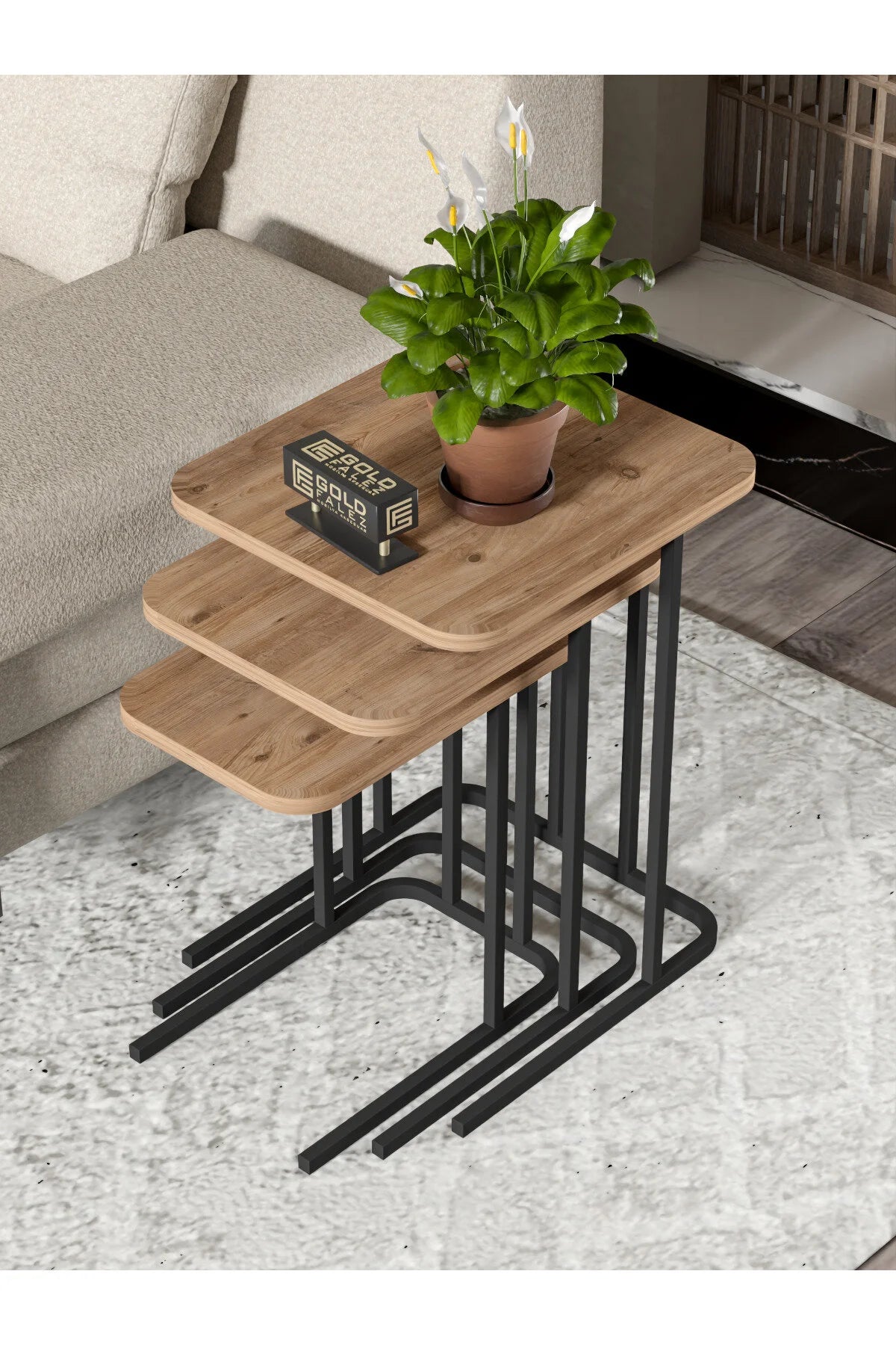 Маса за кафе Zino Nesting Кафява 3 бр