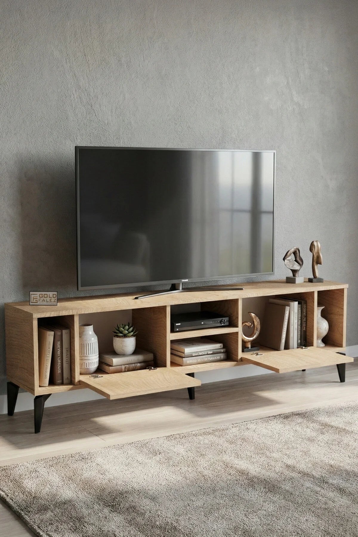 Поставка за телевизор Linya ПДЧ бежово 160x35 cm – изображение 3