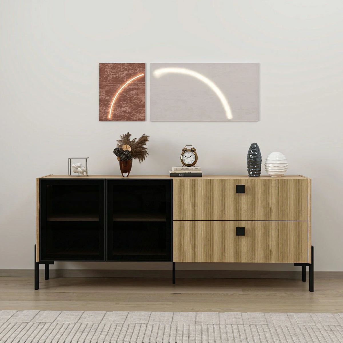 Maren Console 2 Glass Doors 2c Basket G Yunus