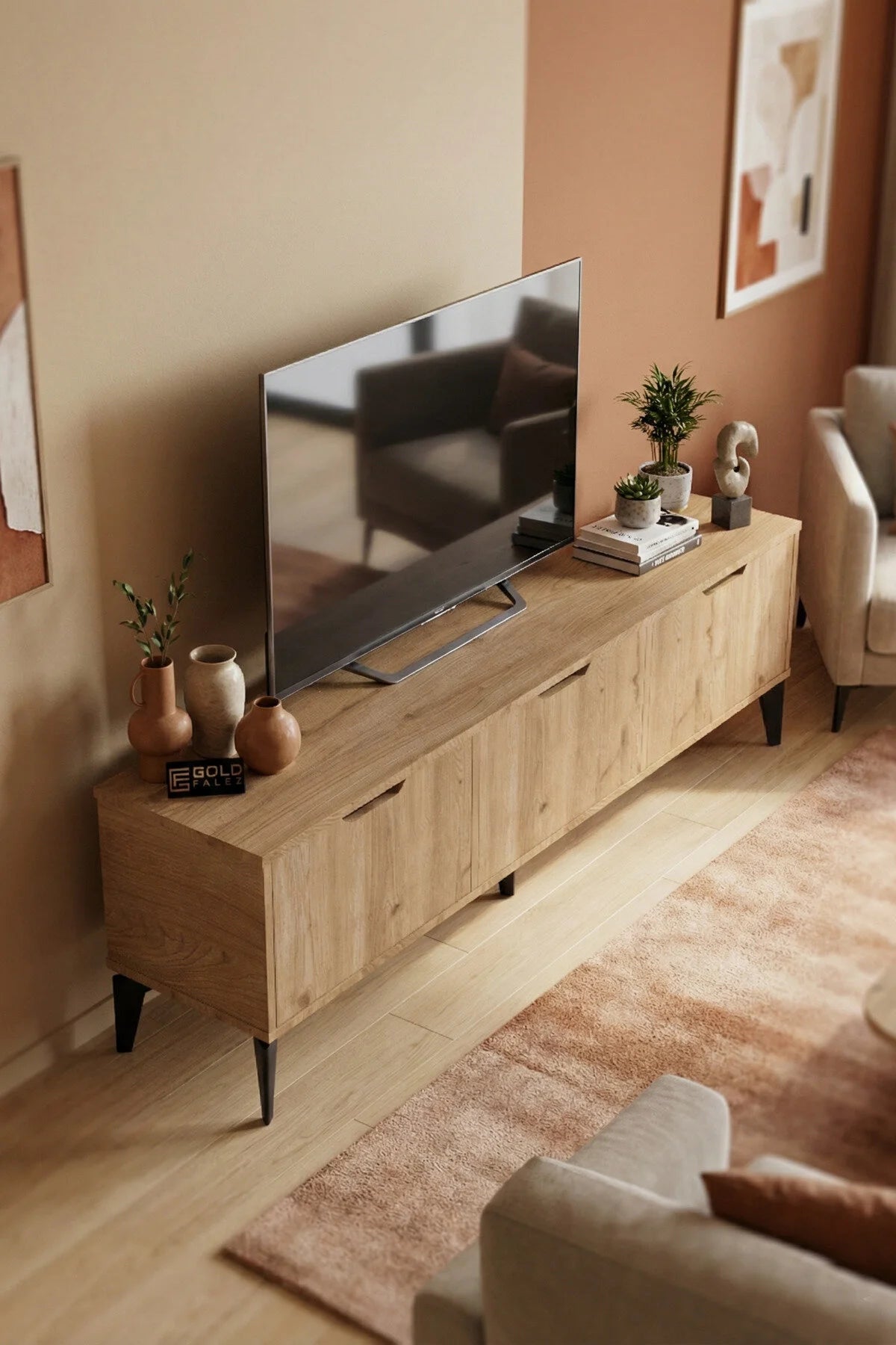 Поставка за телевизор Royal ПДЧ бежово 160x35 – изображение 4