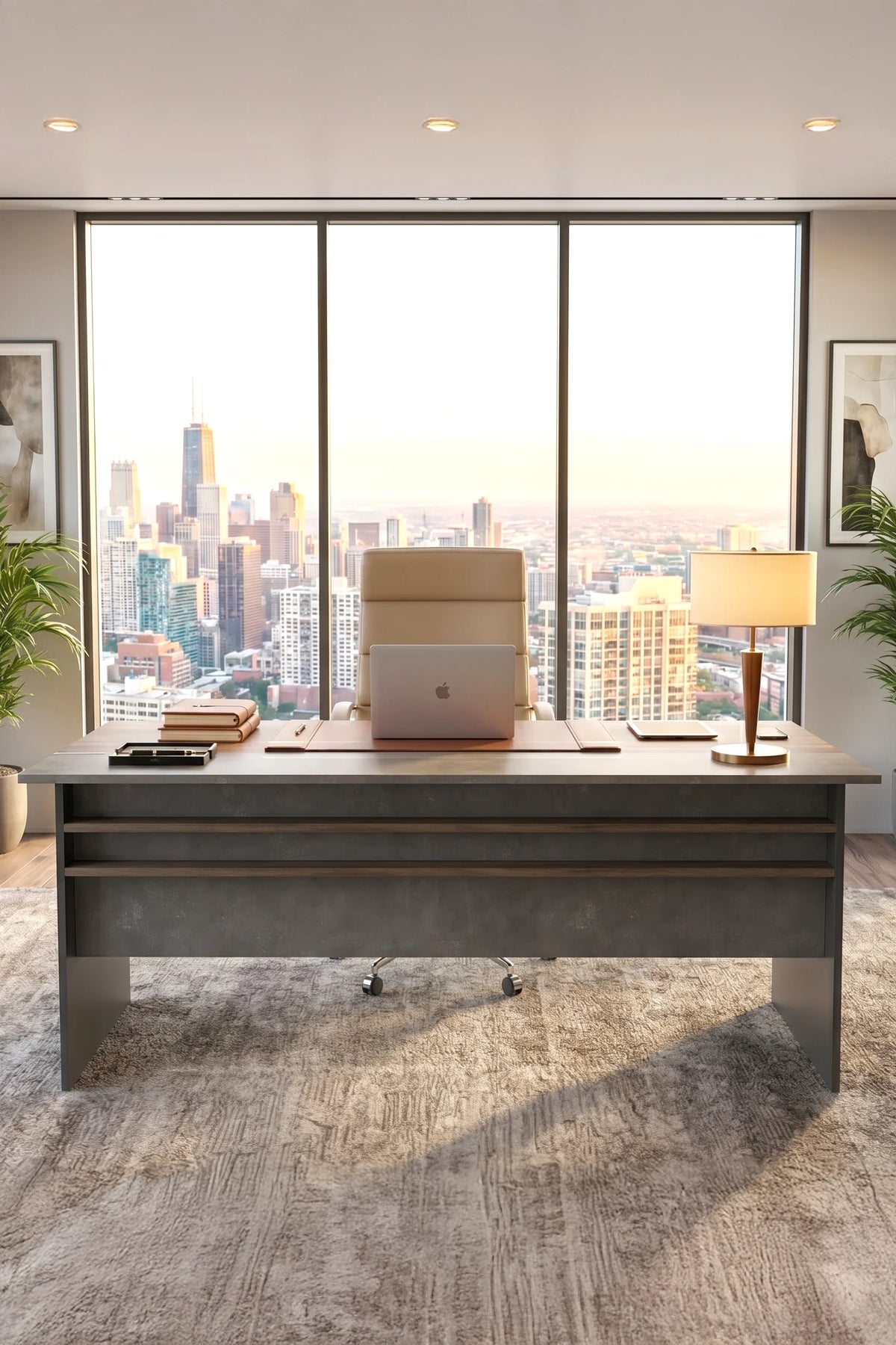 Vista A Office Работно бюро 180cm*90cm Кафяв-Бетон-Антрацит – görsel 2