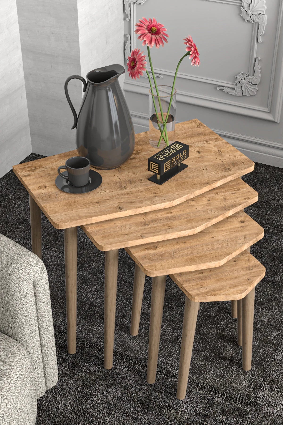Кафява масичка за кафе Elya Nesting от 4 бр – изображение 4