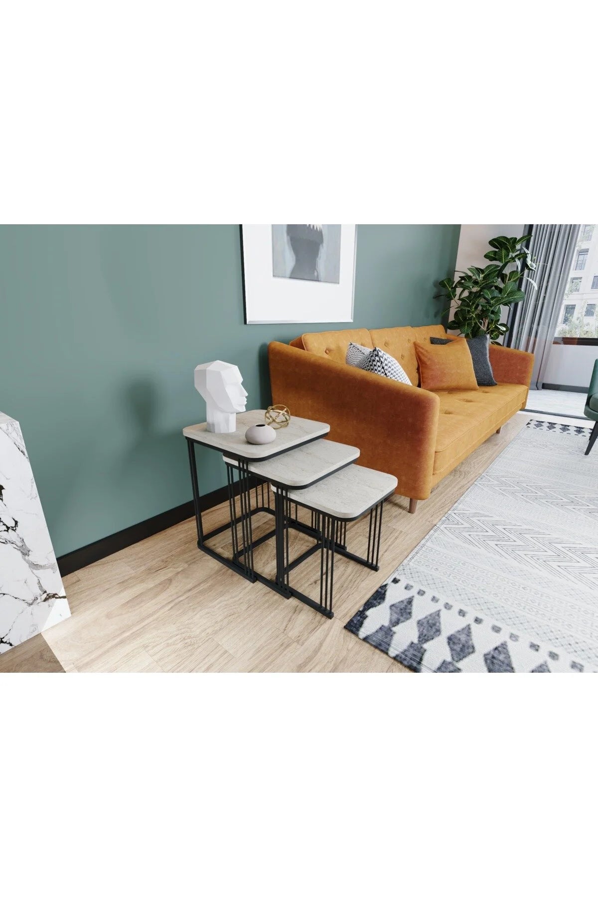 Маса за кафе Alize Nesting Travertine Beige Комплект от 3 броя