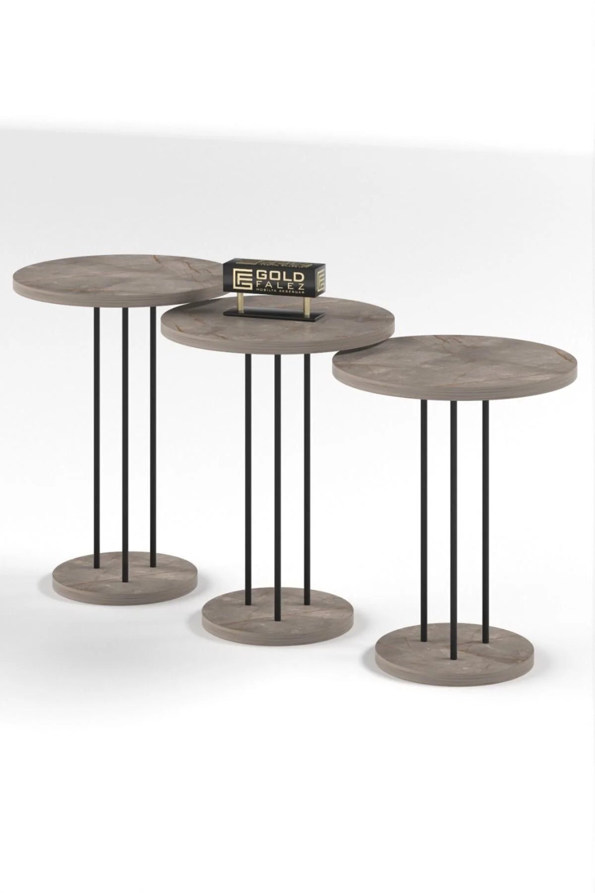 Метален комплект масички Terra Gordion Сив 3 бр – изображение 5