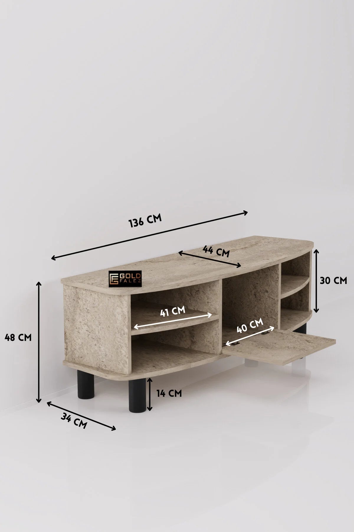 Стойка за телевизор Vienna ПДЧ Екрю 136x44 cm – изображение 2