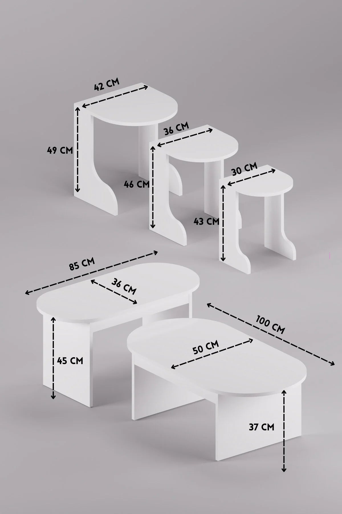 Setro Medium Nesting Table комплект Бяла 100x50 – görsel 3