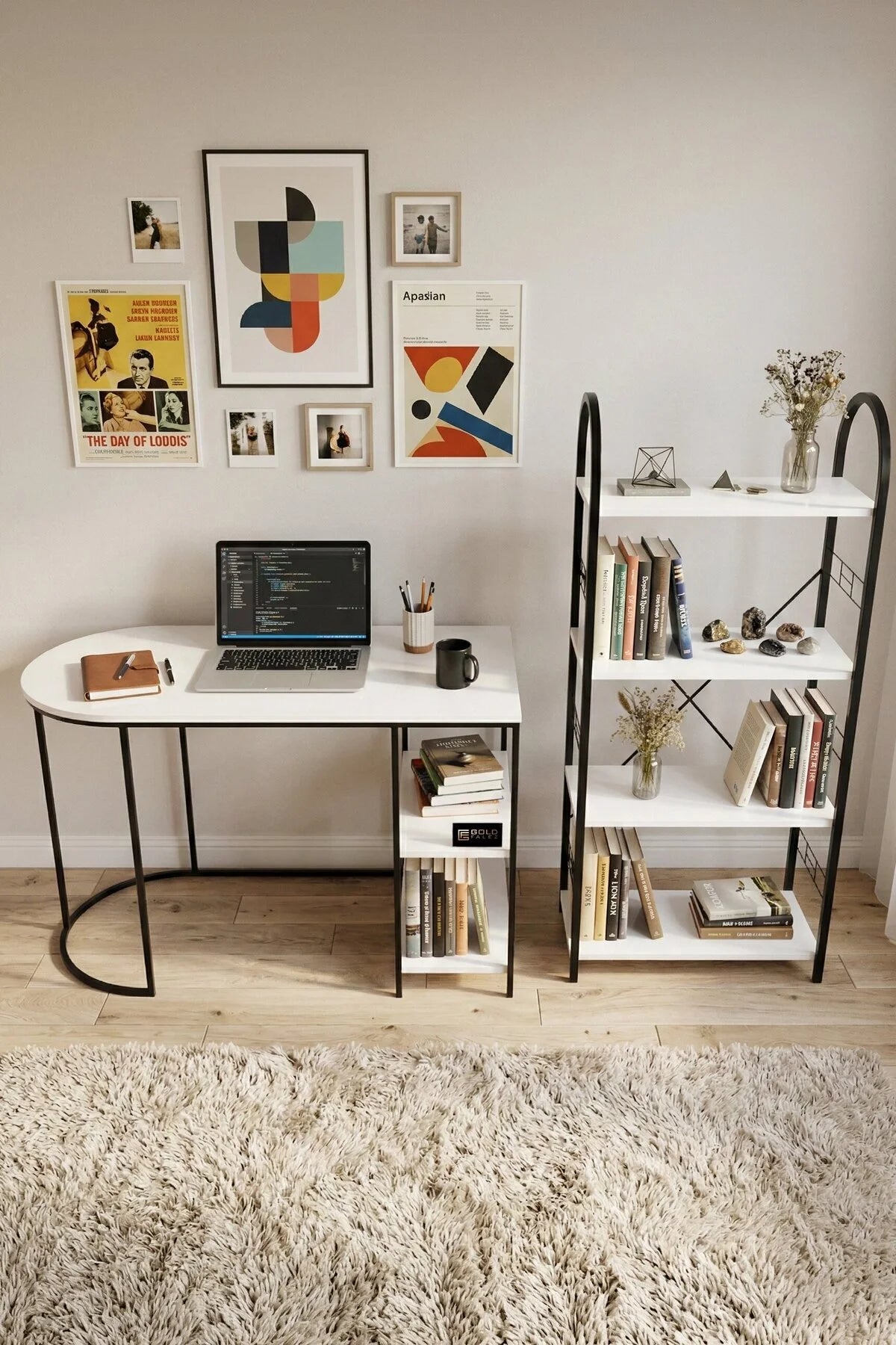 Комплект рафтове за бюро за учене Бял – изображение 4