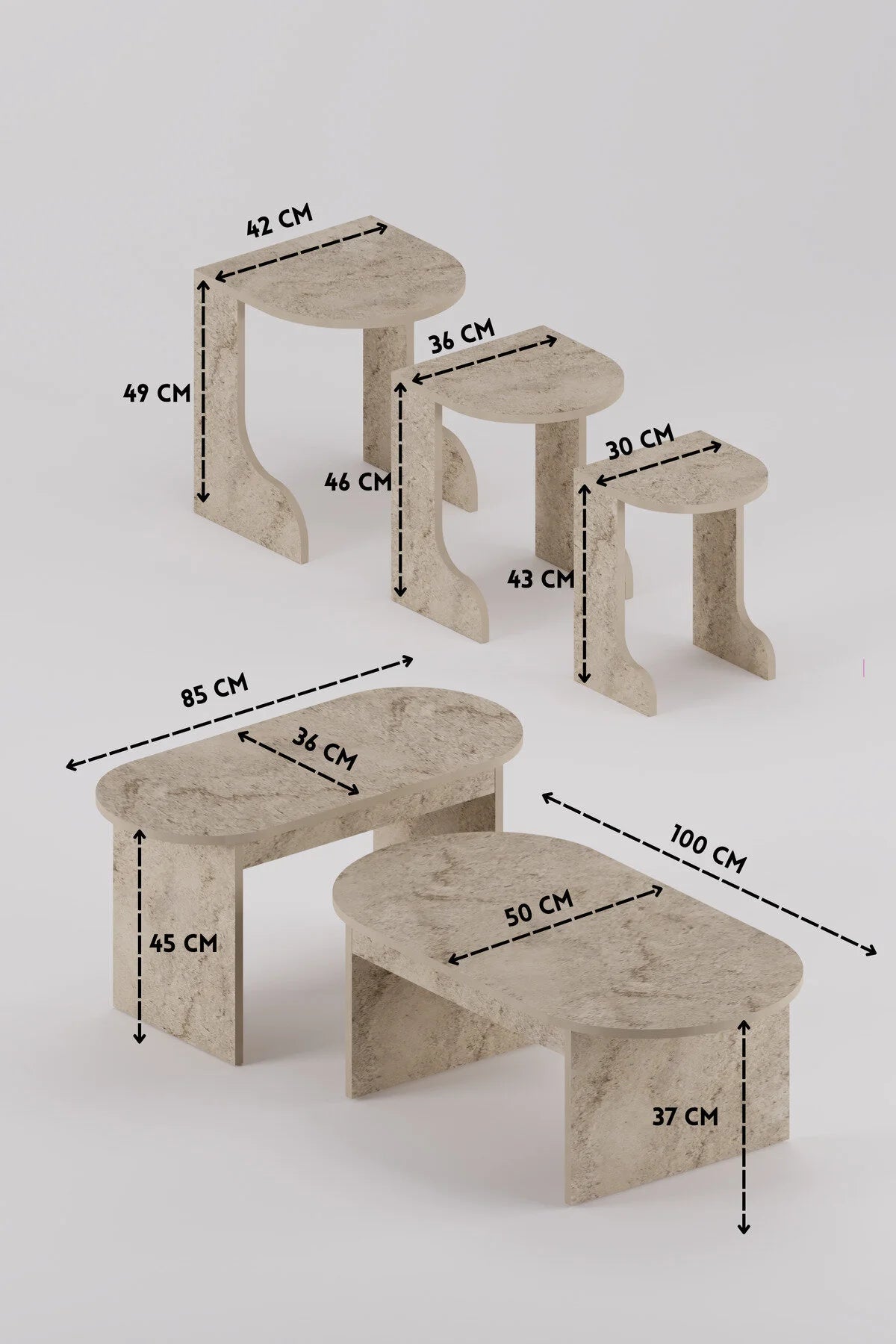 Комплект маса за кафе Setro Medium Nesting Ecru 100x50 – изображение 4