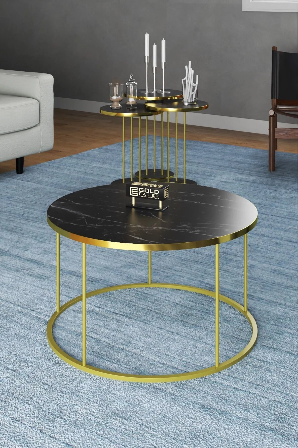 Комплект маси за кафе Gold Terra Bendir Black 4 части