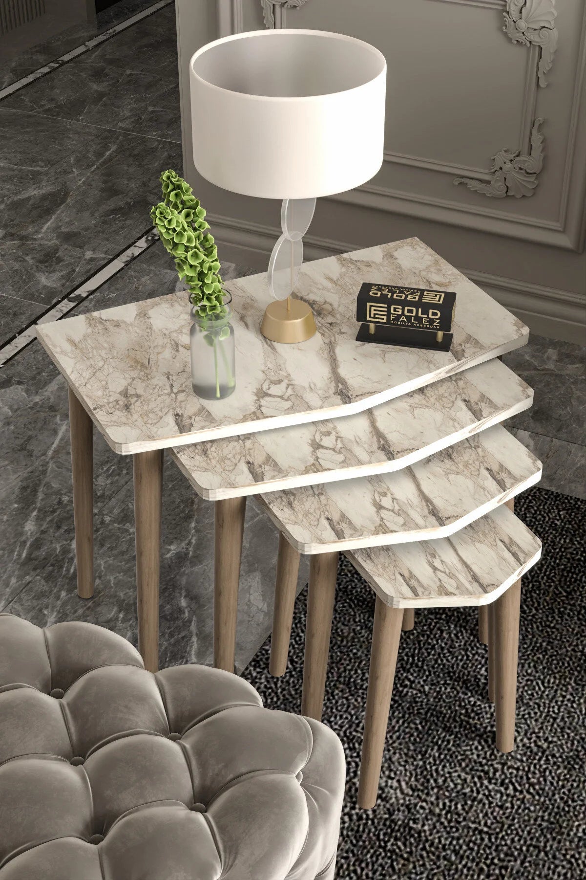 Холна маса Elya Nesting Екрю 4 бр – görsel 5
