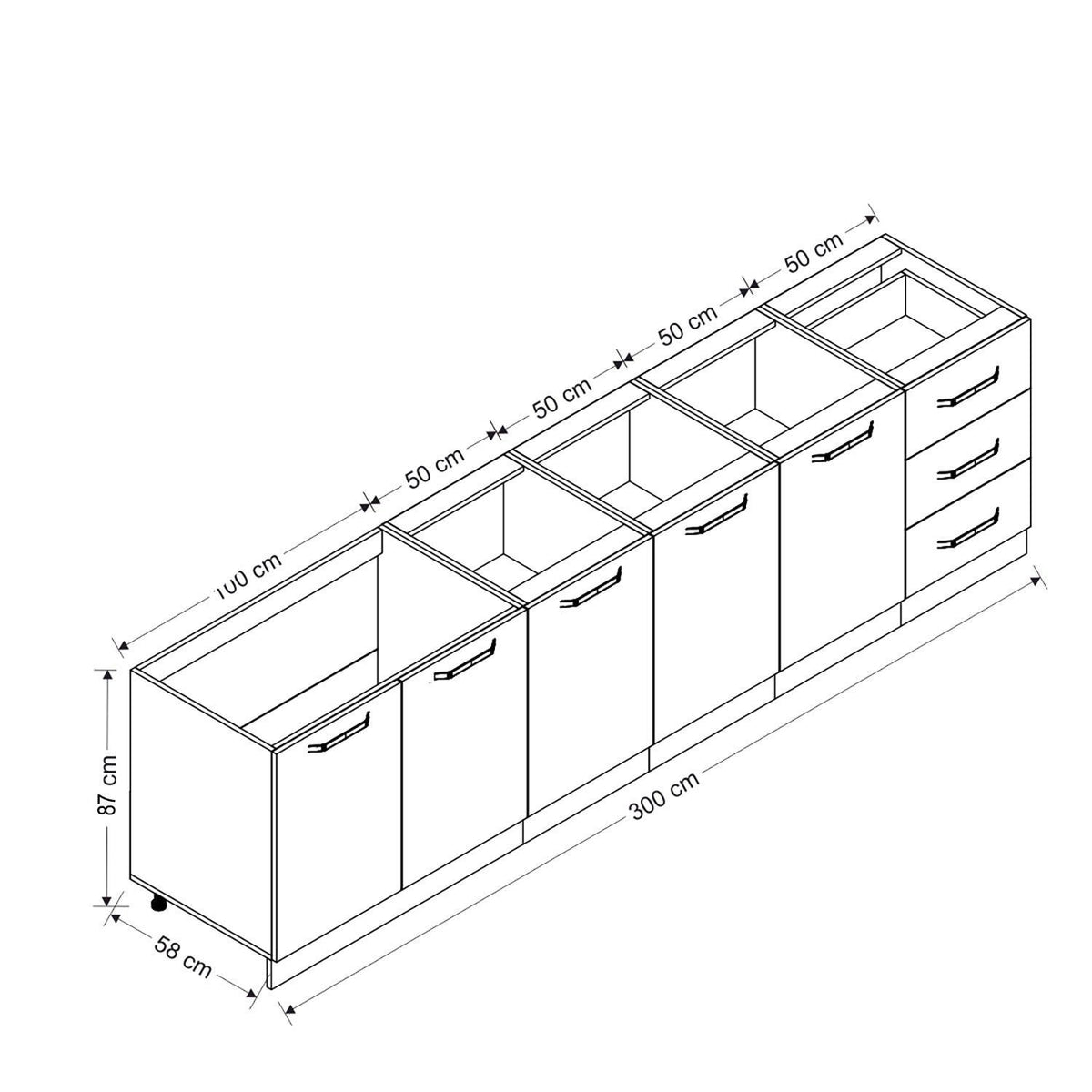 300 Cm Кухненски шкаф бяло злато 300-D2 – изображение 8