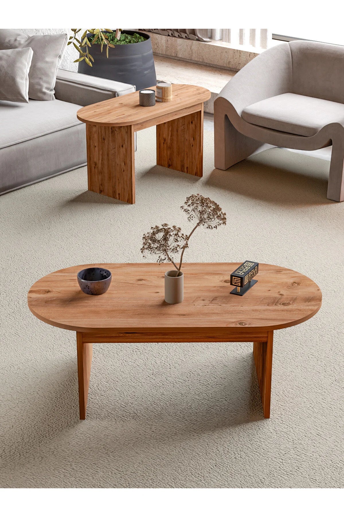 Комплект маса за кафе Setro Medium Nesting Кафяв 100x50 – görsel 6