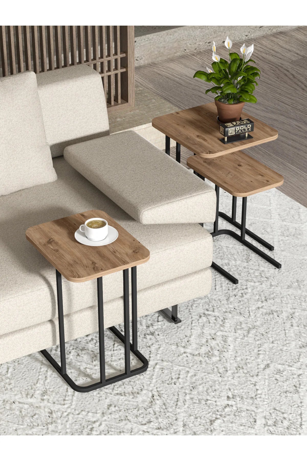 Маса за кафе Zino Nesting Кафява 3 бр – görsel 3