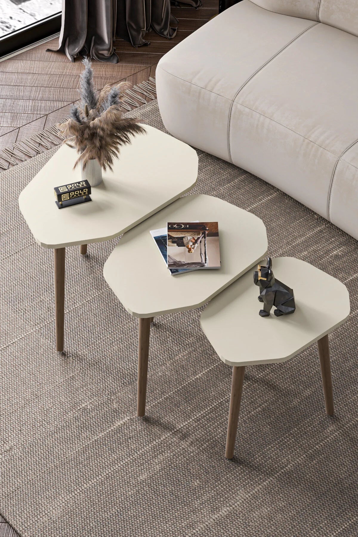 Маса за кафе Trio Nesting Екрю 3 бр – изображение 5