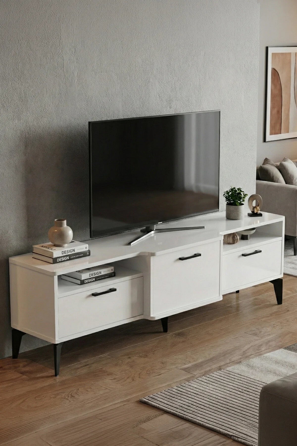 Поставка за телевизор Mistral Metallic White 160x40 cm – изображение 5