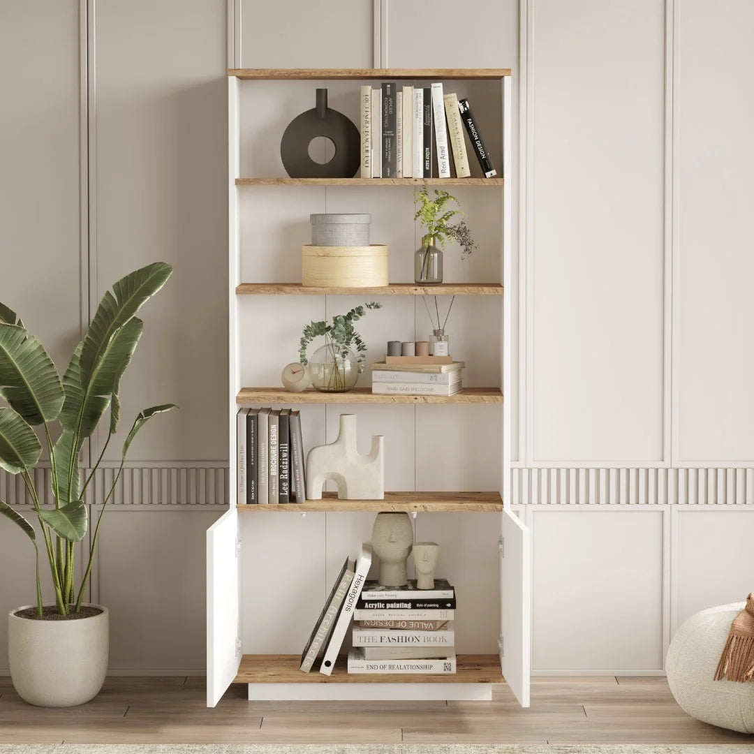 Рафт за книги Future с 2 врати и рафтове 168cm Pine-White – görsel 4