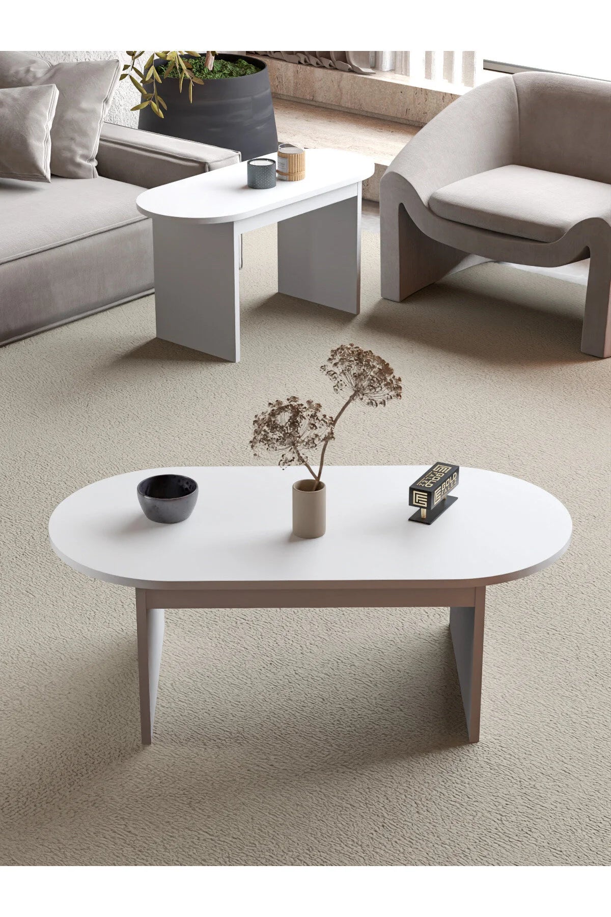 Setro Medium Nesting Table комплект Бяла 100x50 – görsel 6