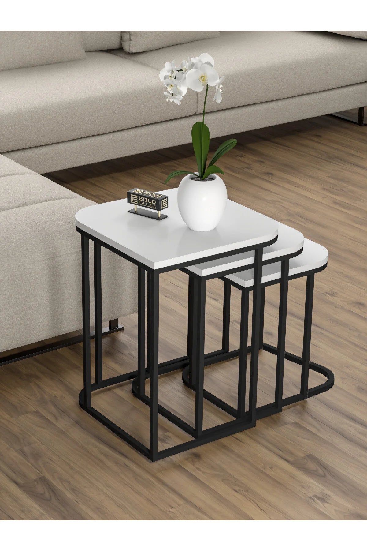 Маса за кафе Damla Nesting Бяла 3 бр – изображение 4