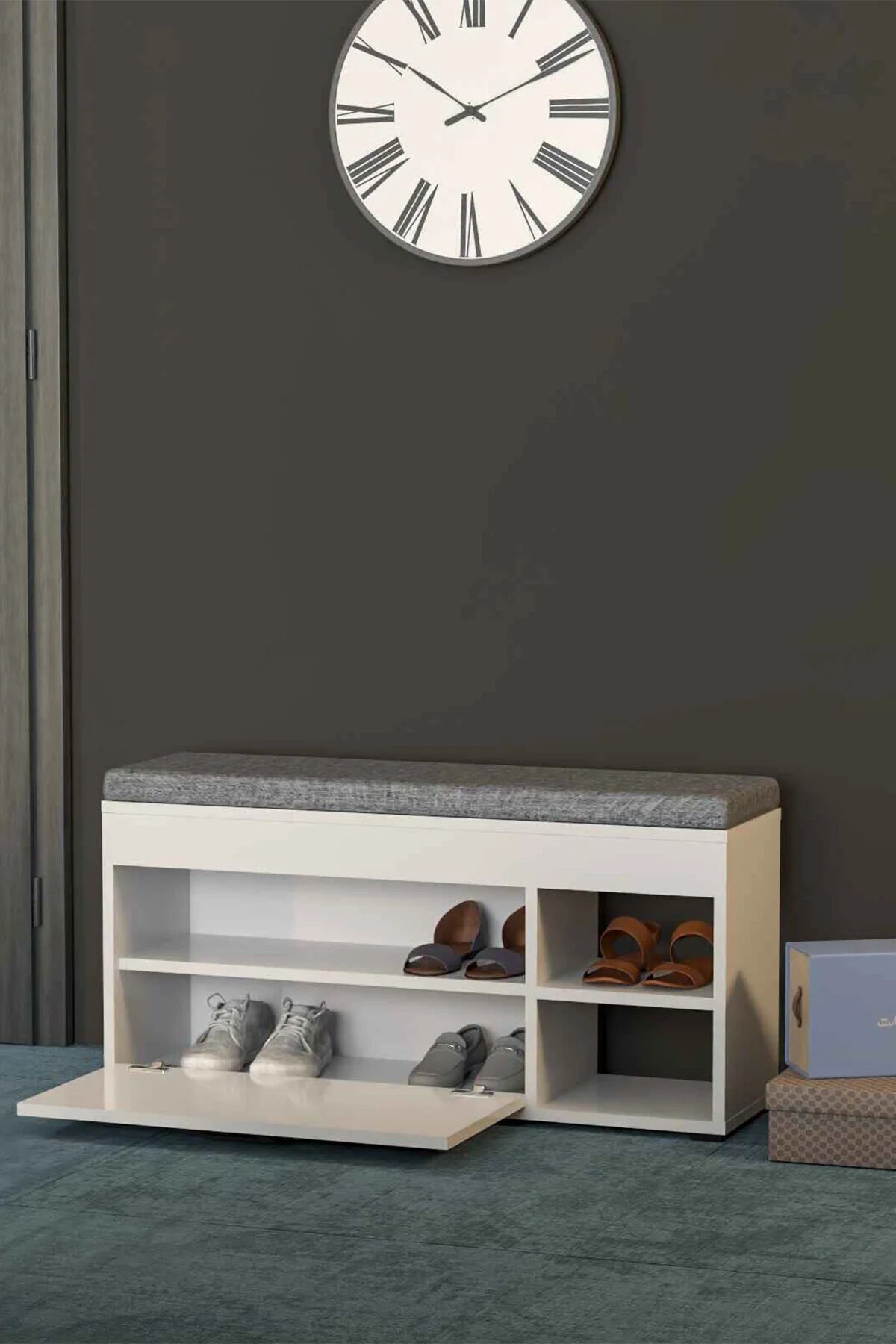 Пуф Стойка за обувки Пейка Бяла 90 cm – изображение 2
