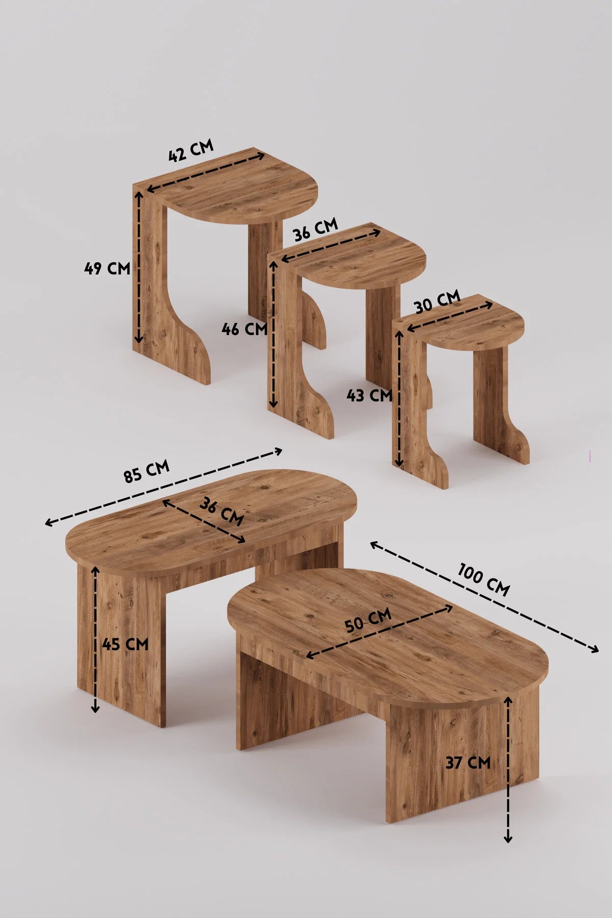 Комплект маса за кафе Setro Medium Nesting Кафяв 100x50 – görsel 4