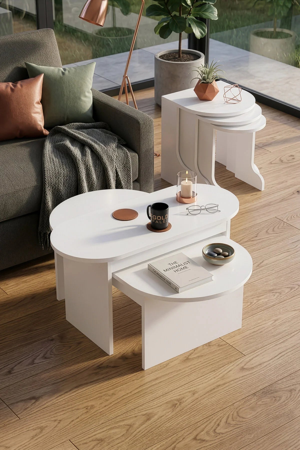 Setro Medium Nesting Table комплект Бяла 100x50