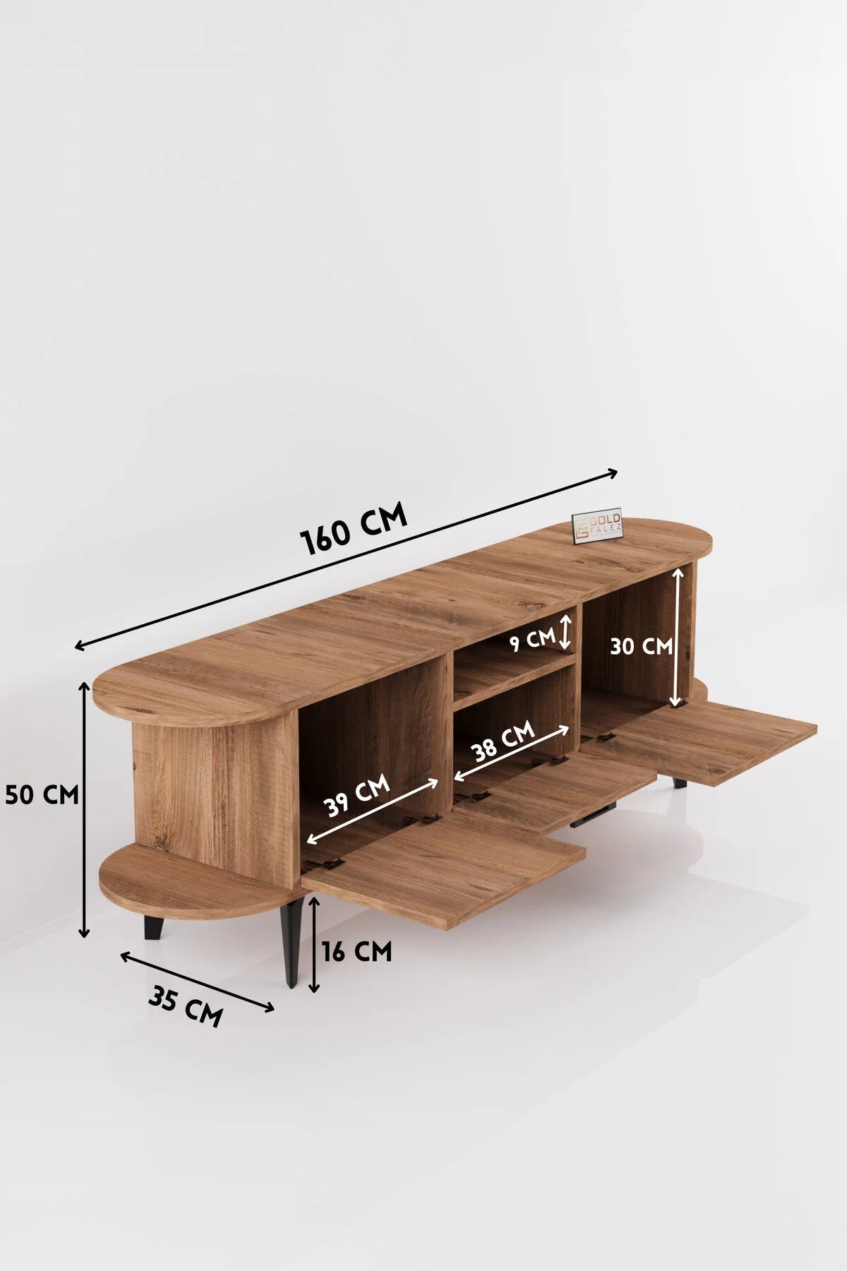 Стойка за телевизор Mira ПДЧ черна 160x35 cm – изображение 2