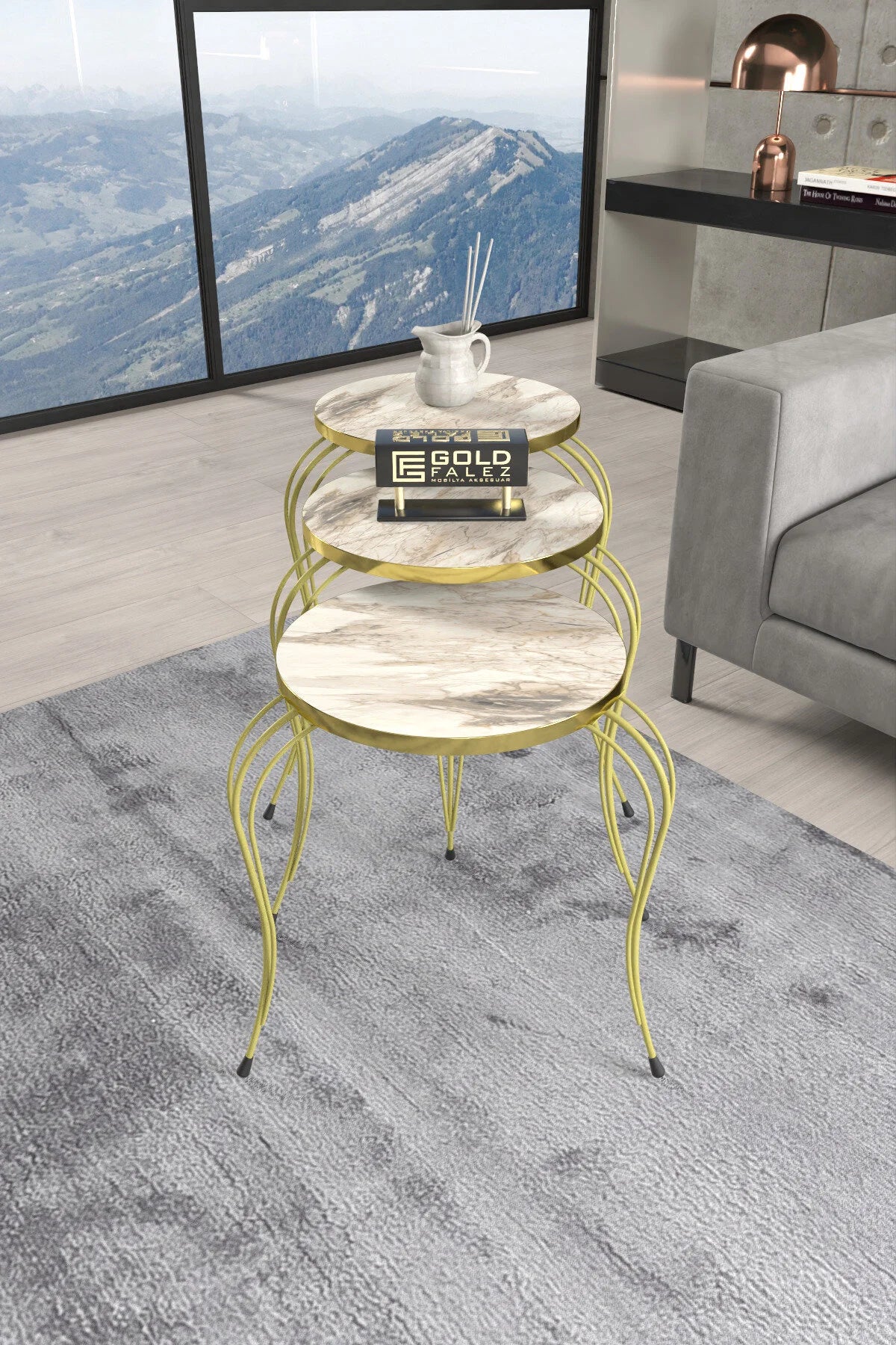 Маса за кафе Lükens Nesting Efes White