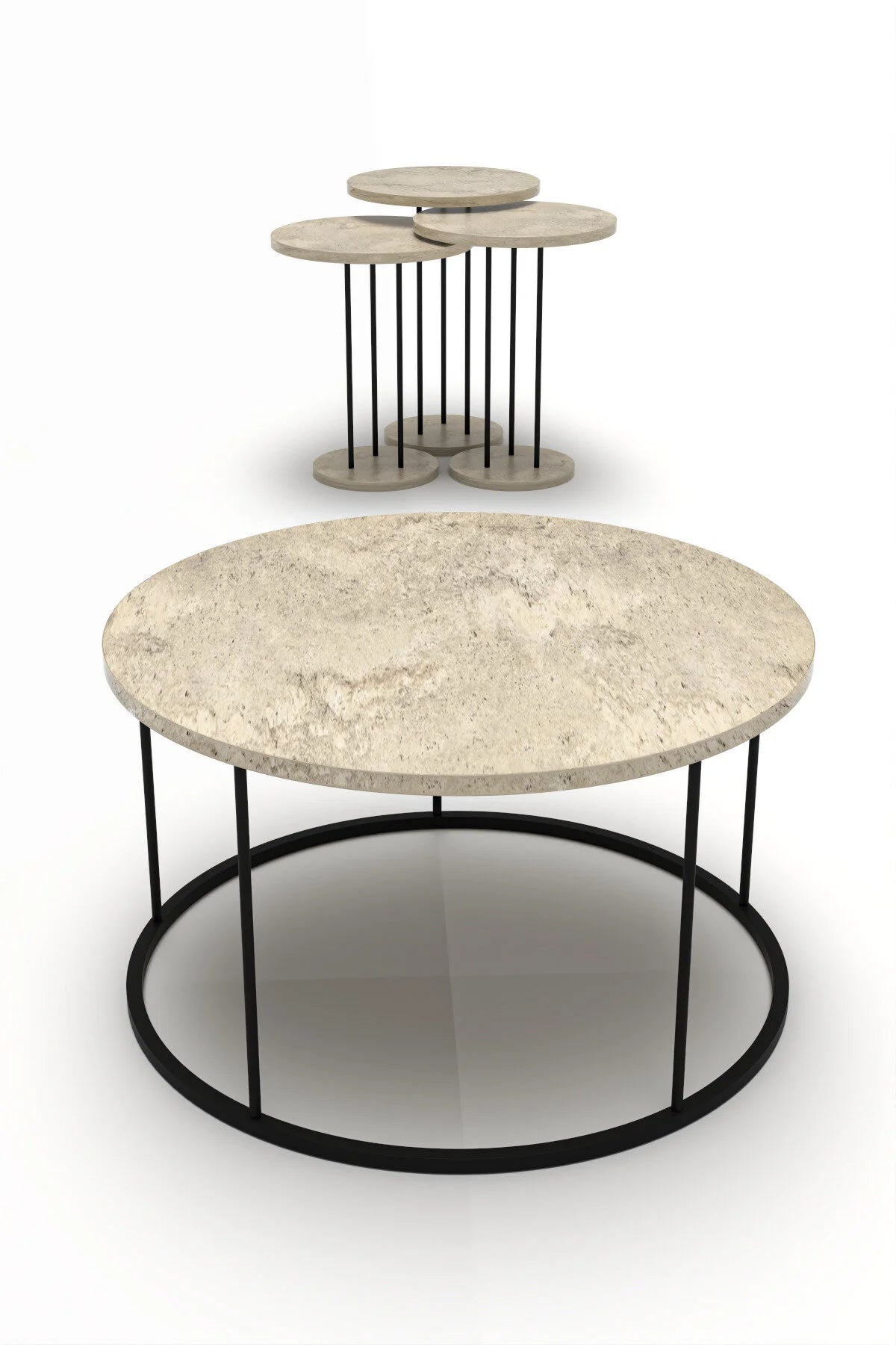 Комплект маса за кафе Terra Travertine Beige Комплект от 4 бр – изображение 6
