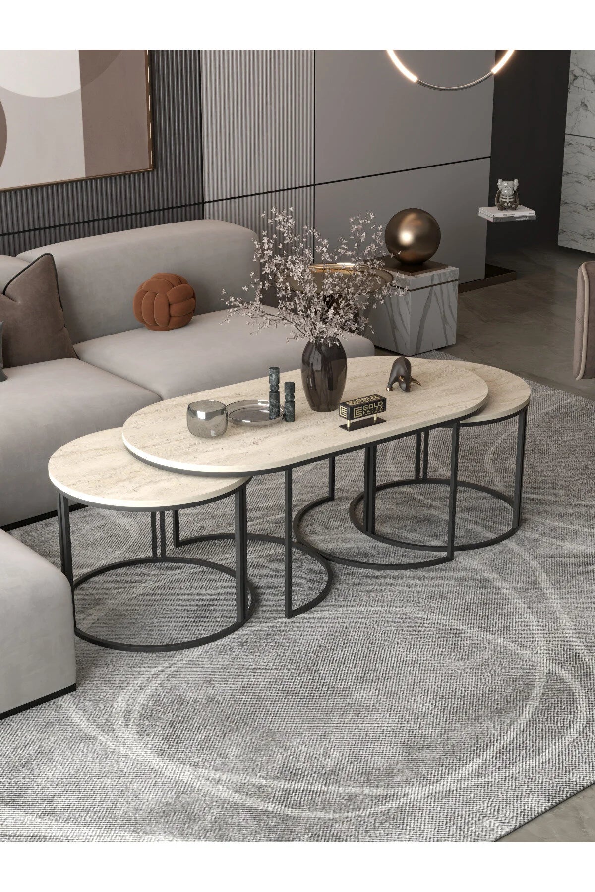 Dolunay Table Set Beige 3 Piece – image 2