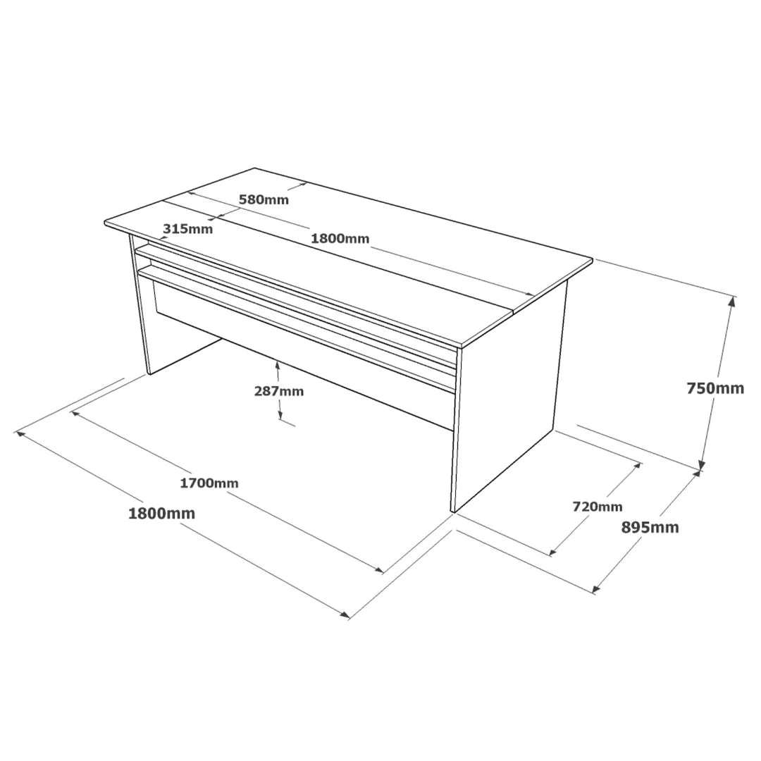 Vista A Office Работно бюро 180cm*90cm Кафяв-Бетон-Антрацит – görsel 3