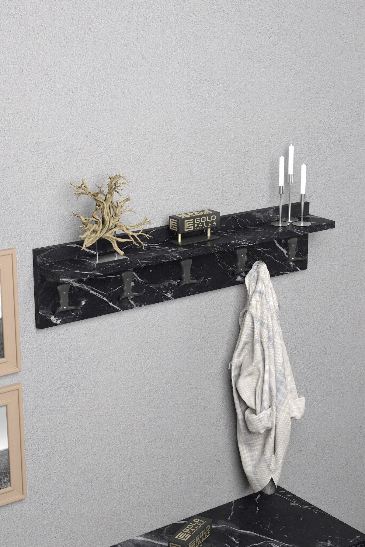 Закачалка за стена Черна 80 cm – görsel 5