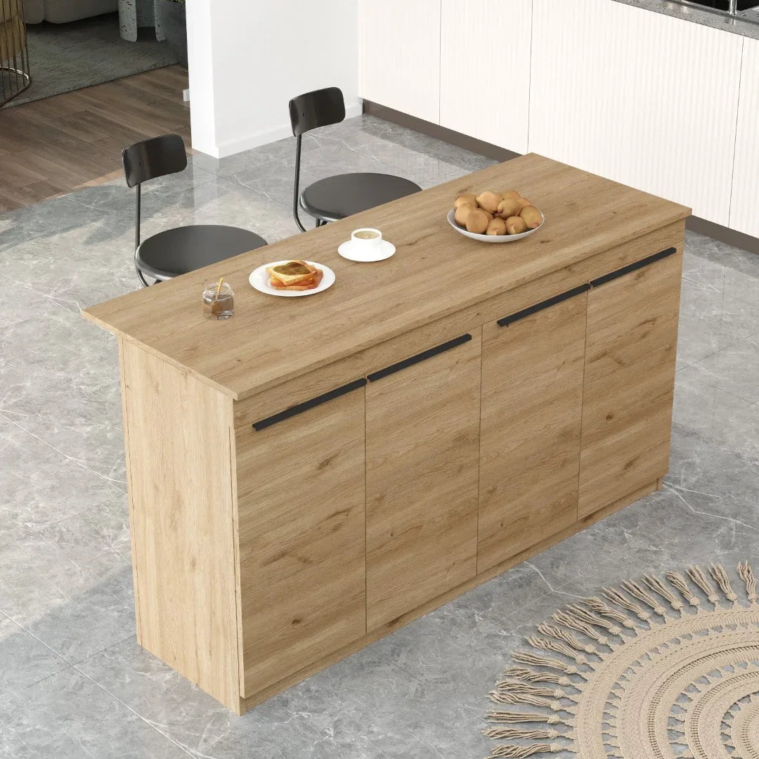 Кухненска трапезна маса Orren Island с 4 капака 160cm Кошница – görsel 2