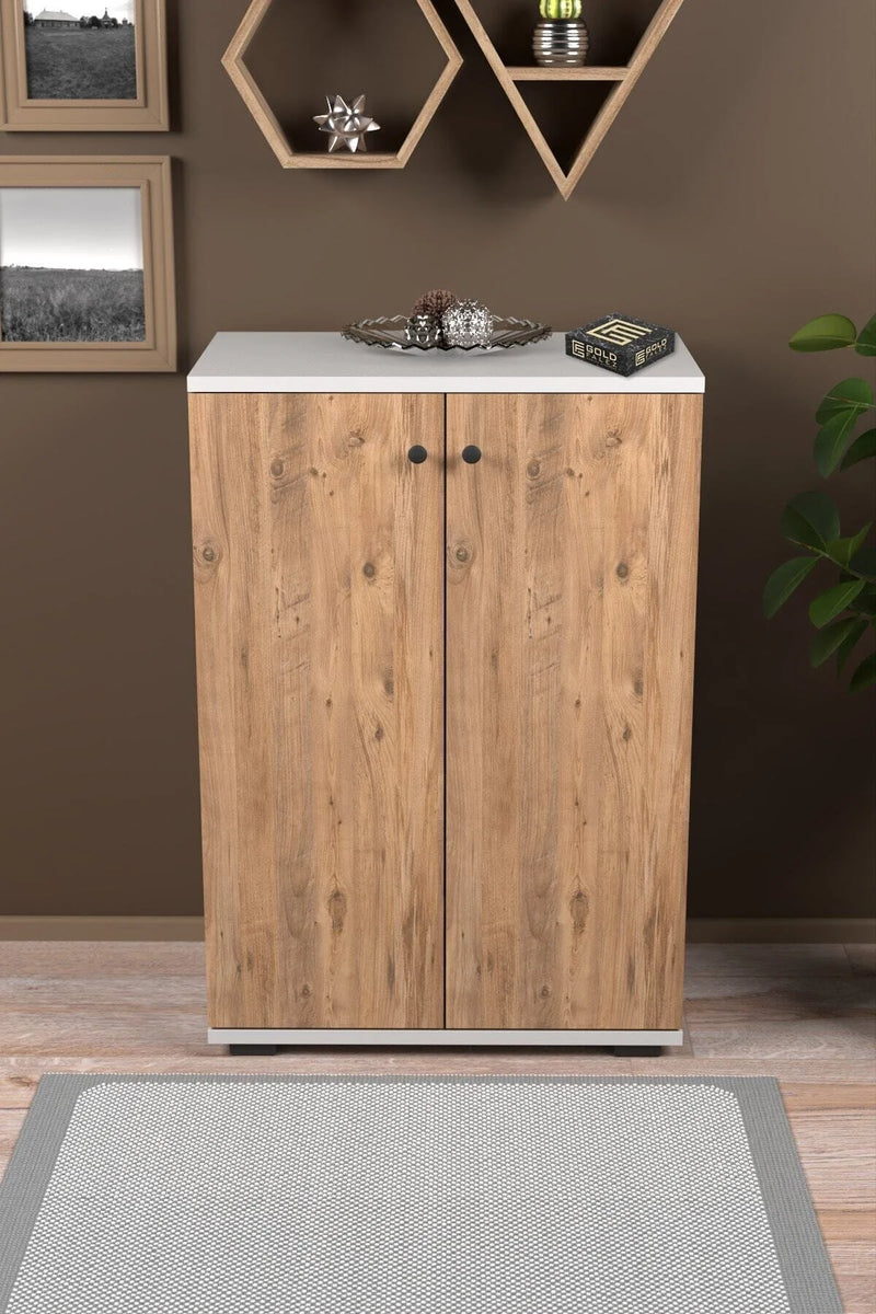 Покрита стойка за обувки Pine White 86 cm