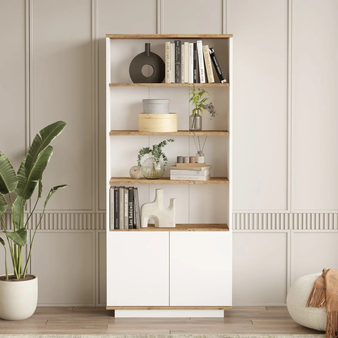 Рафт за книги Future с 2 врати и рафтове 168cm Pine-White – görsel 2