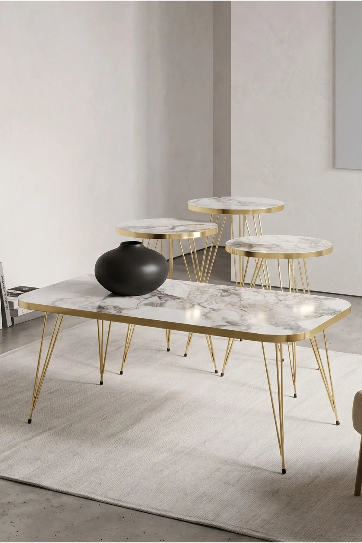 Холна маса Nesting и холна маса Kr комплект Gold Efes Тел – görsel 6