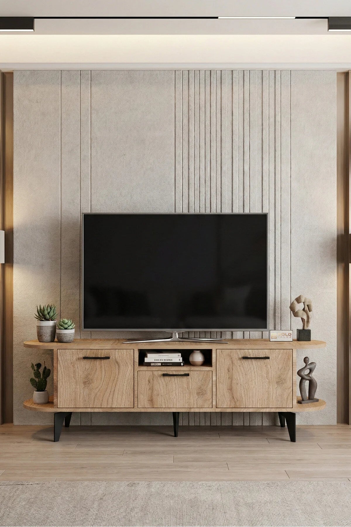 Стойка за телевизор Mira ПДЧ бежово 160x35 cm