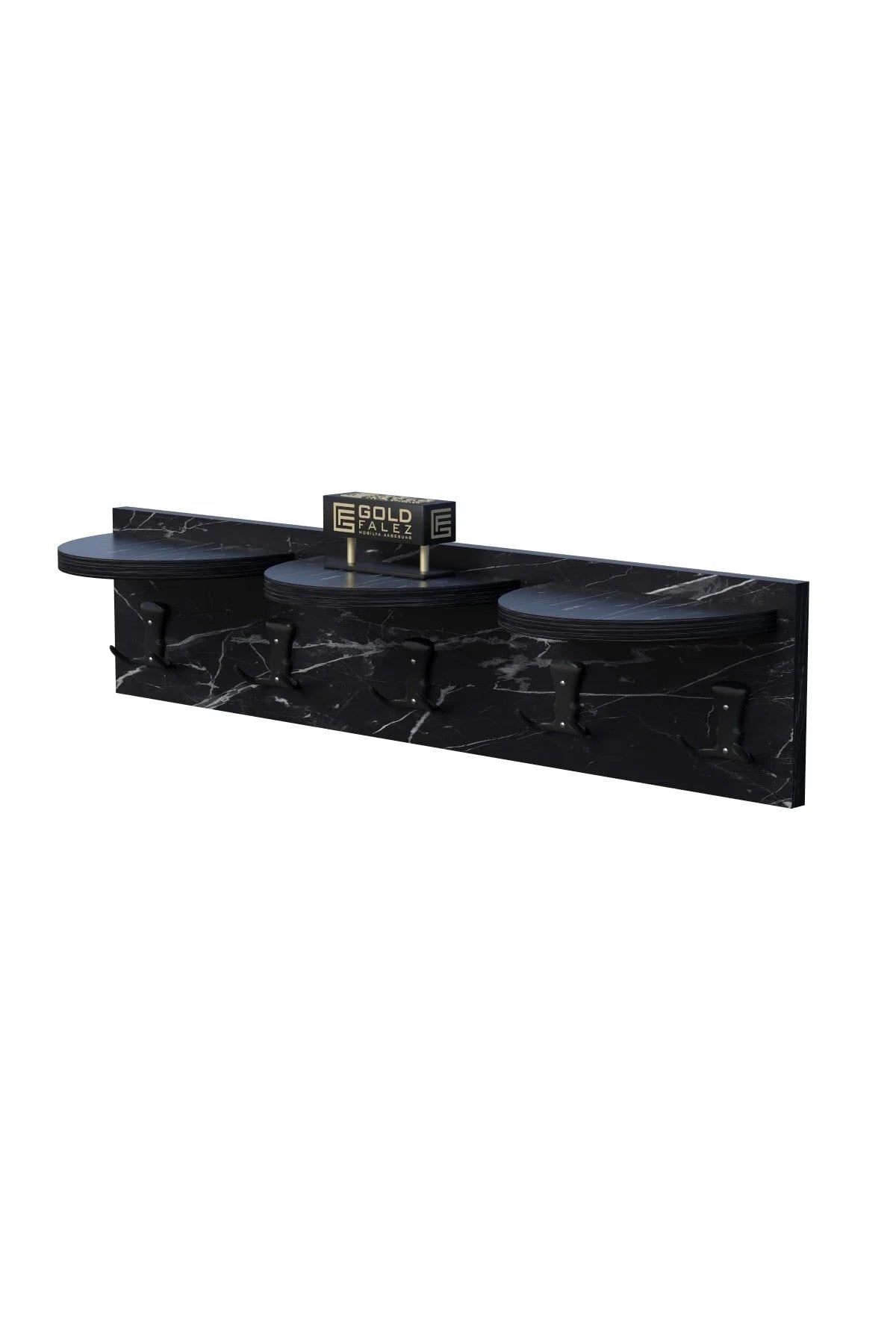 İlkal Закачалка за стена от 5 части Bendir Black 80 cm – görsel 5