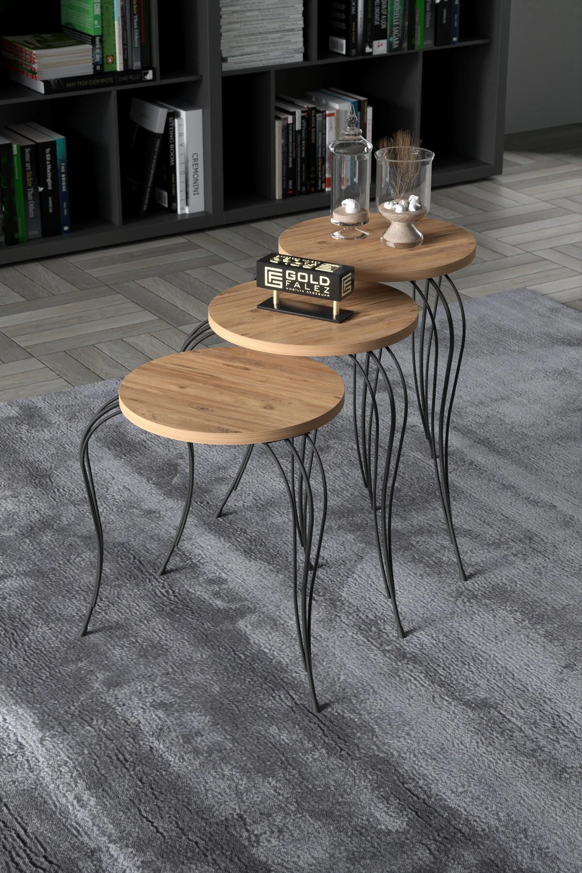 Маса за кафе Lükens Nesting от бор 3 бр – изображение 2