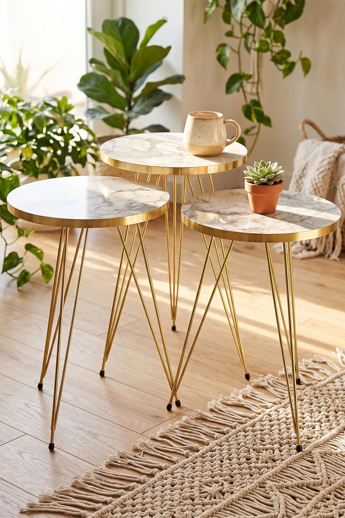 Комплект масички с телени крака Gold Efes – изображение 3