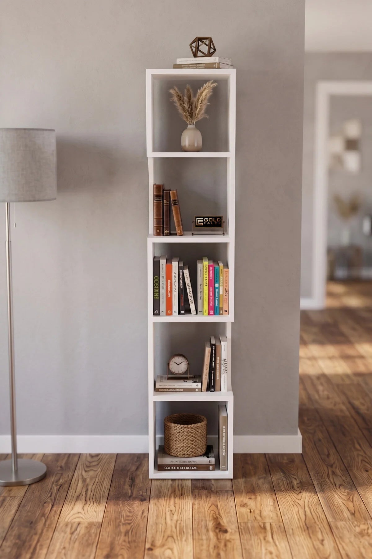 Bookcase Wood Decorative Shelf 5 Tier Modern Multi Purpose Bookcase Living Room Office Book 981618 – image 3