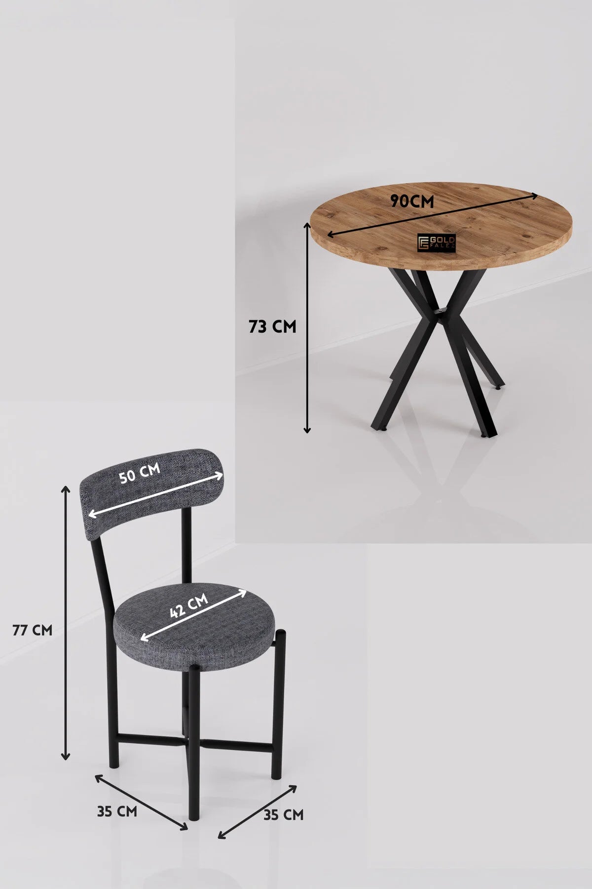 Комплект за маса Теди Сив Антрацит 90 cm – изображение 6