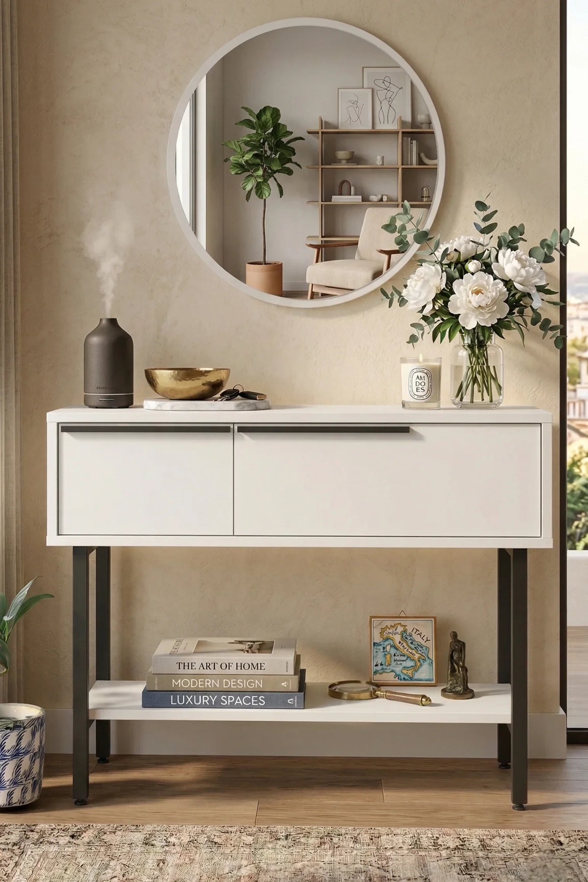 Ocean Mirrored Hall Console