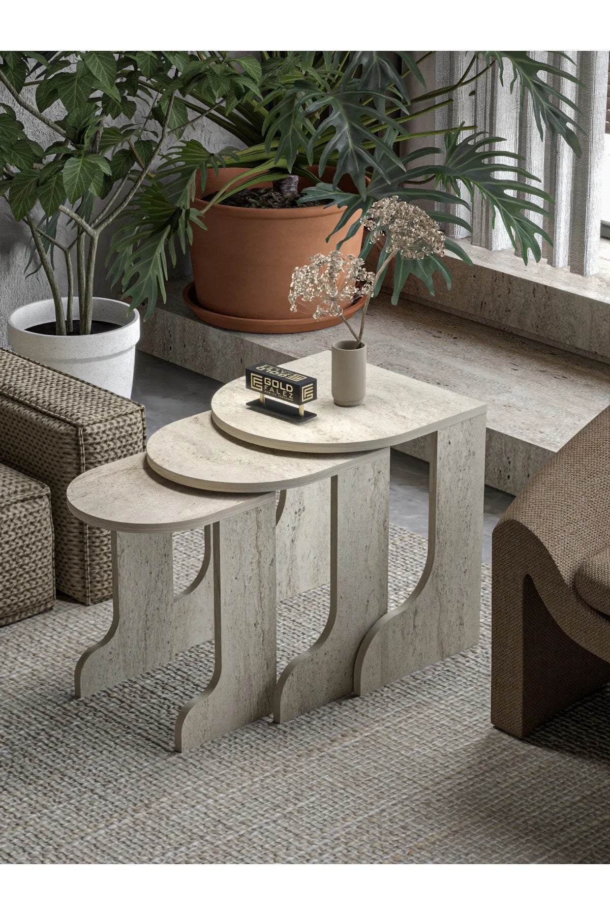Маса за кафе Setro Nesting Екрю 3 бр