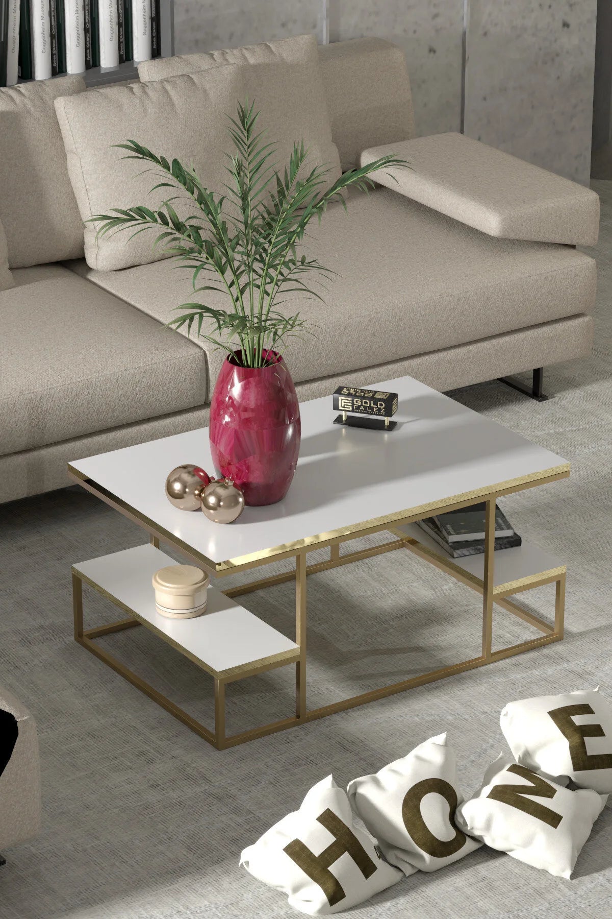 Холна маса Delux Gold White 90x60 cm – изображение 2