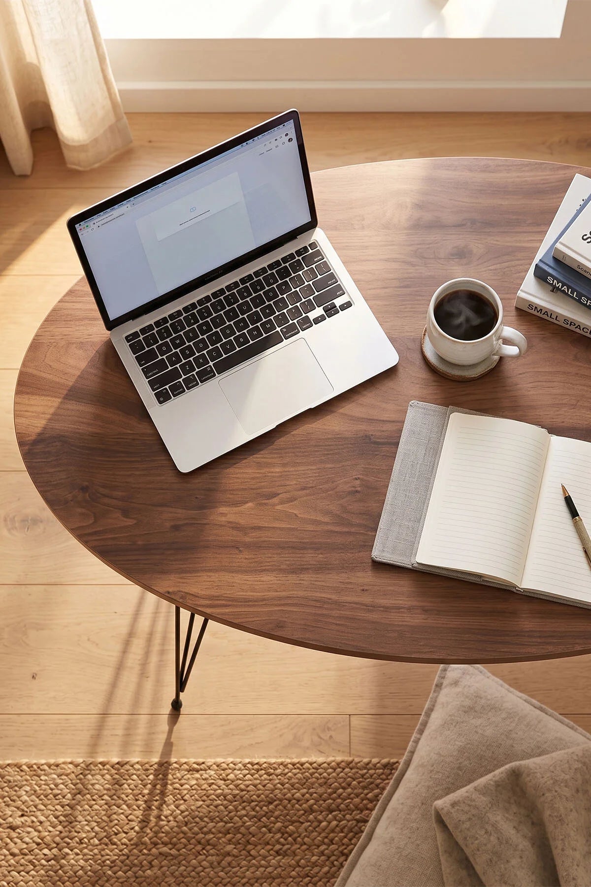 Овална холна маса с телени крака Орех – изображение 5