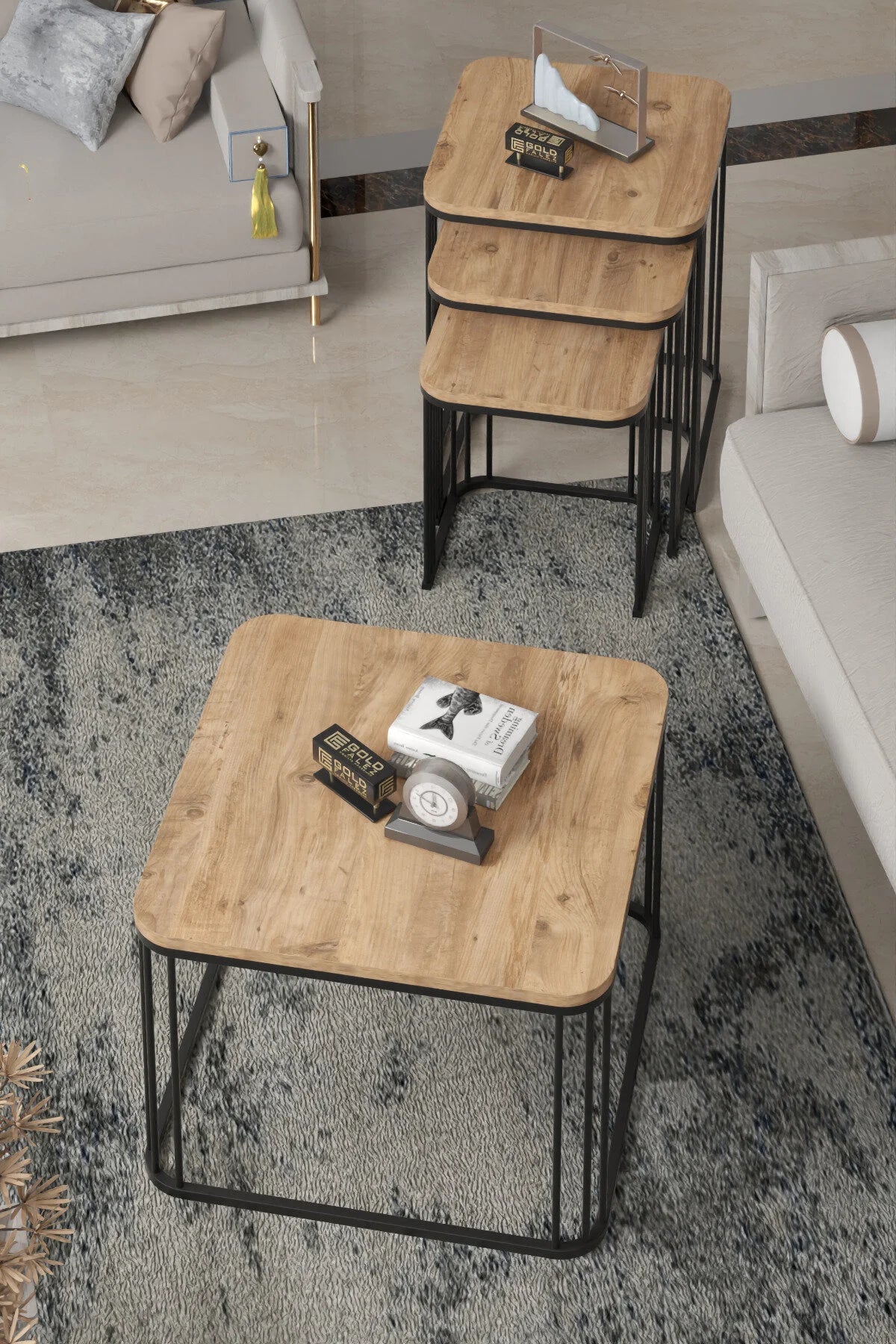 Комплект маси за кафе Alize Pine Brown 4 части – görsel 6