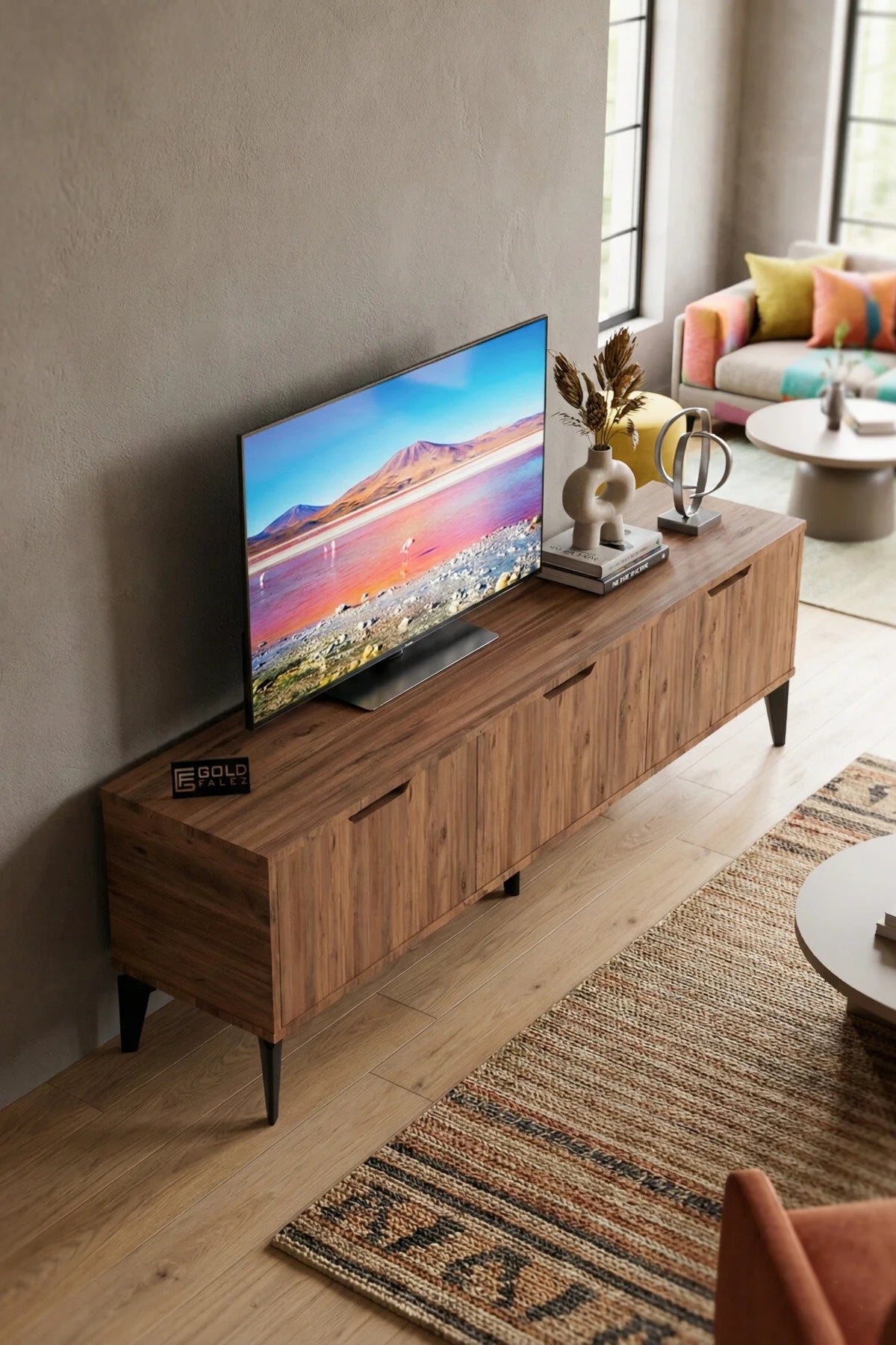 Поставка за телевизор Royal ПДЧ Кафяво 160x35 – görsel 5